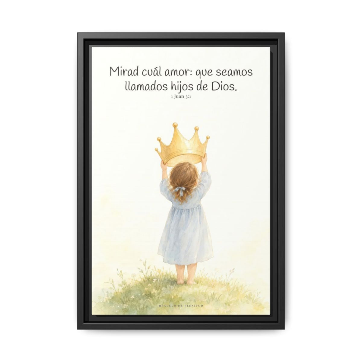 Soy hija amada de Dios — Lienzo Cristiano Enmarcado | 1 Juan 3:1 — 12×18 pulgadas, marco negro, vista frontal