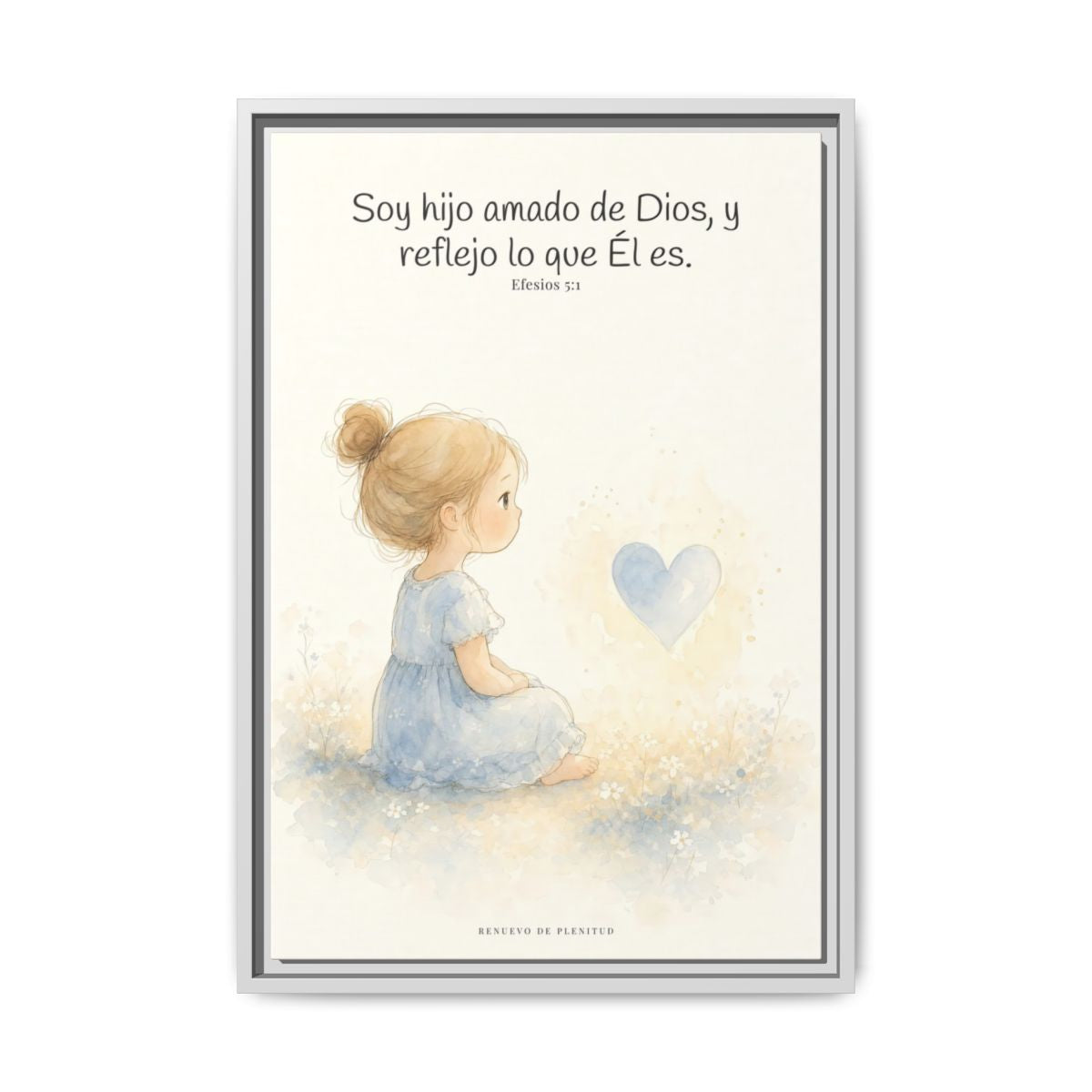 Soy hijo amado de Dios — Lienzo Cristiano Enmarcado | Efesios 5:1 — 16×24 pulgadas, marco blanco, vista frontal