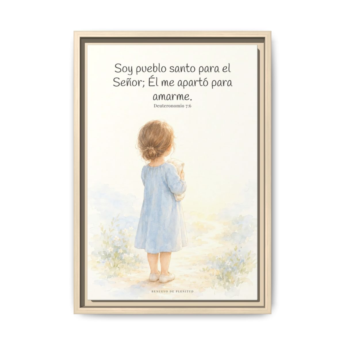 Soy pueblo santo para Jehová tu Dios — Lienzo Cristiano Enmarcado | Deuteronomio 7:6 — 12×18 pulgadas, marco natural, vista frontal