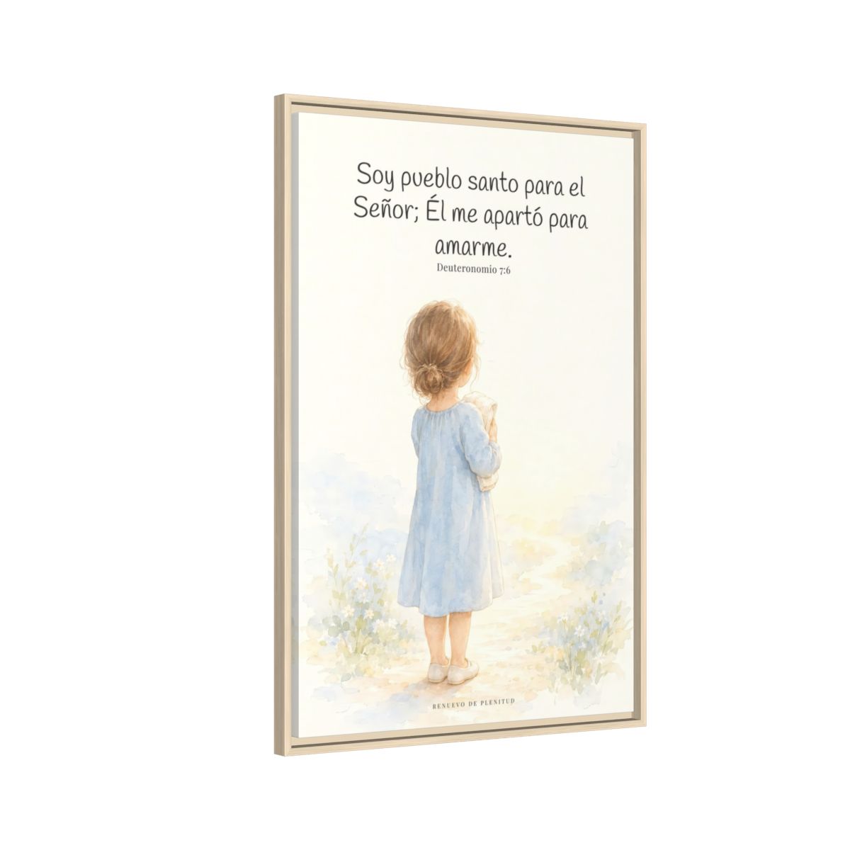 Soy pueblo santo para Jehová tu Dios — Lienzo Cristiano Enmarcado | Deuteronomio 7:6 — 24×36 pulgadas, marco natural, vista lateral del marco flotante