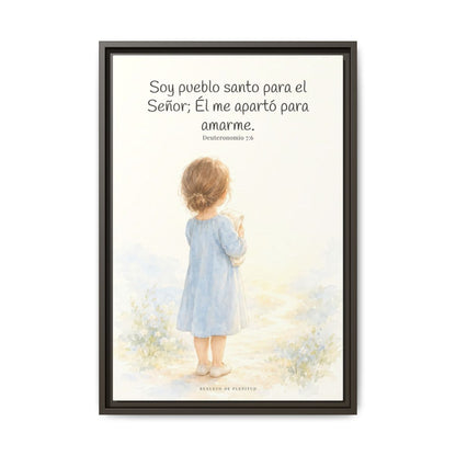 Soy pueblo santo para Jehová tu Dios — Lienzo Cristiano Enmarcado | Deuteronomio 7:6 — 16×24 pulgadas, marco espresso, vista frontal