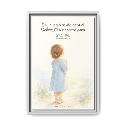 Soy pueblo santo para Jehová tu Dios — Lienzo Cristiano Enmarcado | Deuteronomio 7:6 — 12×18 pulgadas, marco blanco, vista frontal