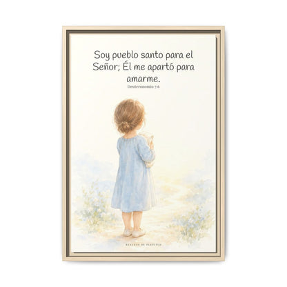 Soy pueblo santo para Jehová tu Dios — Lienzo Cristiano Enmarcado | Deuteronomio 7:6 — 16×24 pulgadas, marco natural, vista frontal