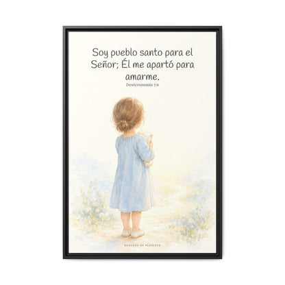 Soy pueblo santo para Jehová tu Dios — Lienzo Cristiano Enmarcado | Deuteronomio 7:6 — 24×36 pulgadas, marco negro, vista frontal