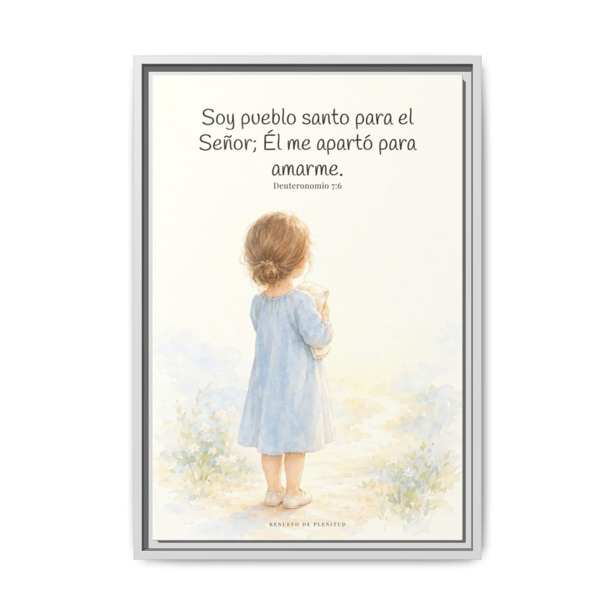 Soy pueblo santo para Jehová tu Dios — Lienzo Cristiano Enmarcado | Deuteronomio 7:6 — 16×24 pulgadas, marco blanco, vista frontal