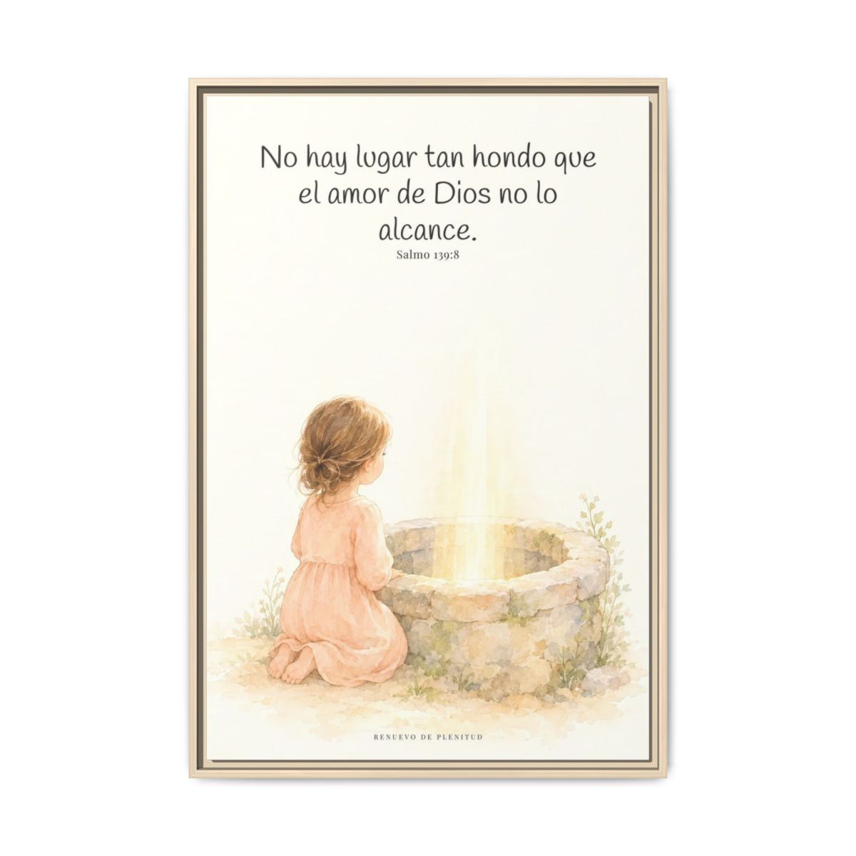 Su amor me alcanza donde yo no puedo | Cuadro de inspiración bíblica | Salmo 139:8 — 24×36 pulgadas, marco natural, vista frontal