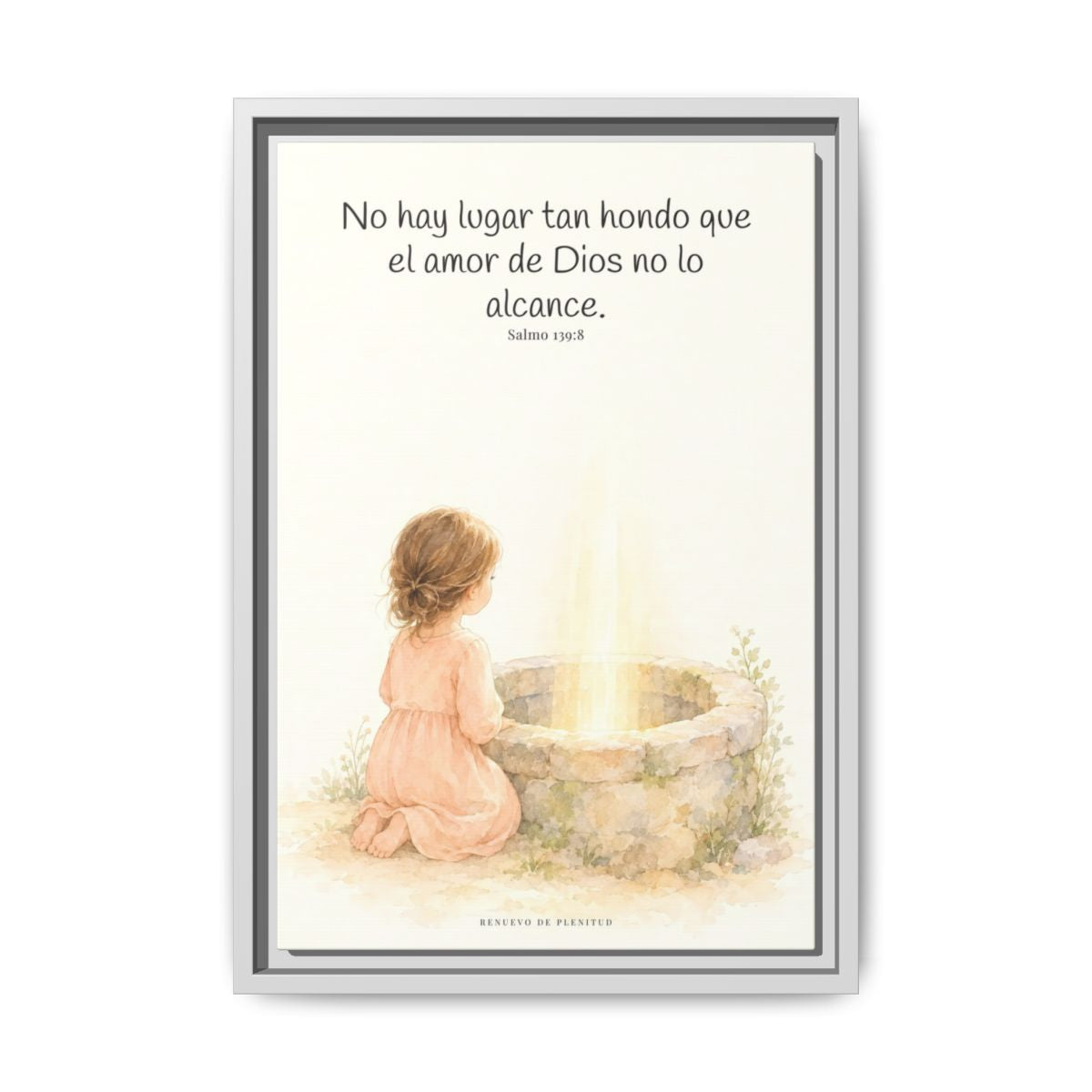 Su amor me alcanza donde yo no puedo | Cuadro de inspiración bíblica | Salmo 139:8 — 12×18 pulgadas, marco blanco, vista frontal