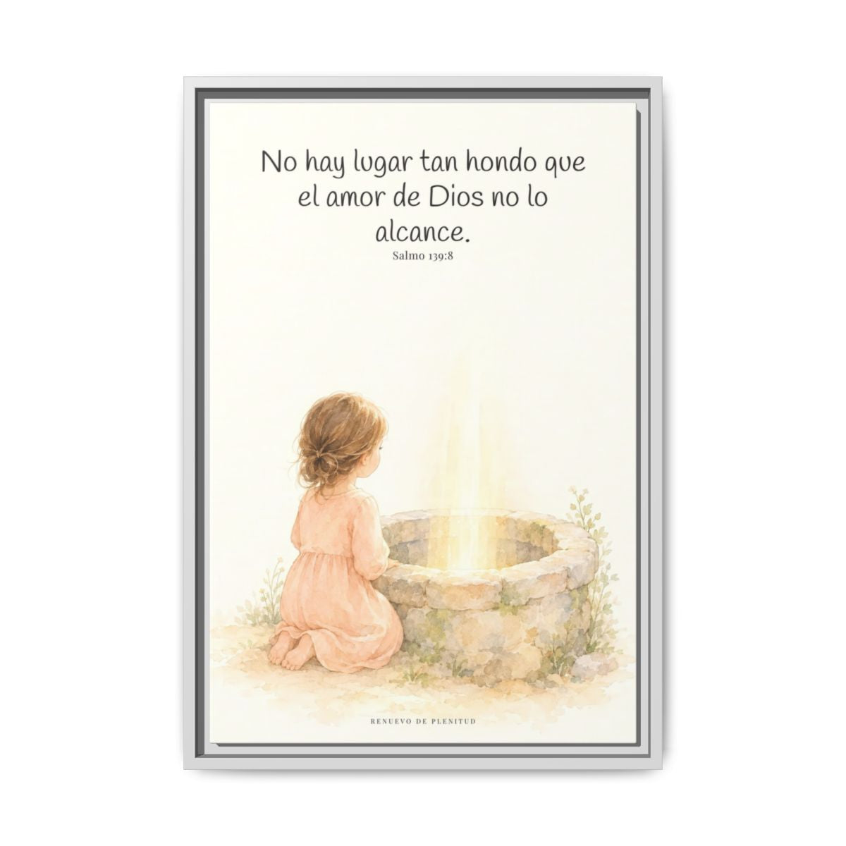 Su amor me alcanza donde yo no puedo | Cuadro de inspiración bíblica | Salmo 139:8 — 16×24 pulgadas, marco blanco, vista frontal
