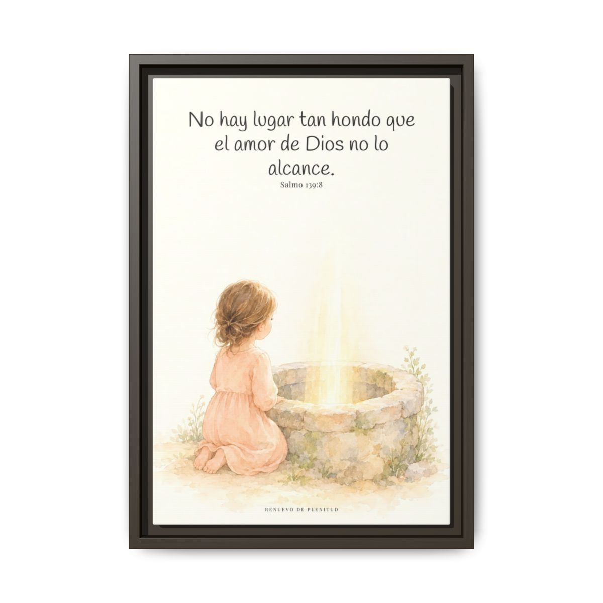 Su amor me alcanza donde yo no puedo | Cuadro de inspiración bíblica | Salmo 139:8 — 12×18 pulgadas, marco espresso, vista frontal