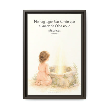 Su amor me alcanza donde yo no puedo | Cuadro de inspiración bíblica | Salmo 139:8 — 12×18 pulgadas, marco espresso, vista frontal