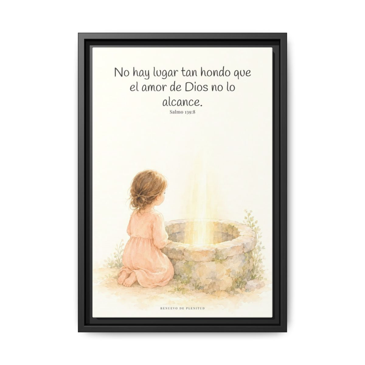 Su amor me alcanza donde yo no puedo | Cuadro de inspiración bíblica | Salmo 139:8 — 12×18 pulgadas, marco negro, vista frontal