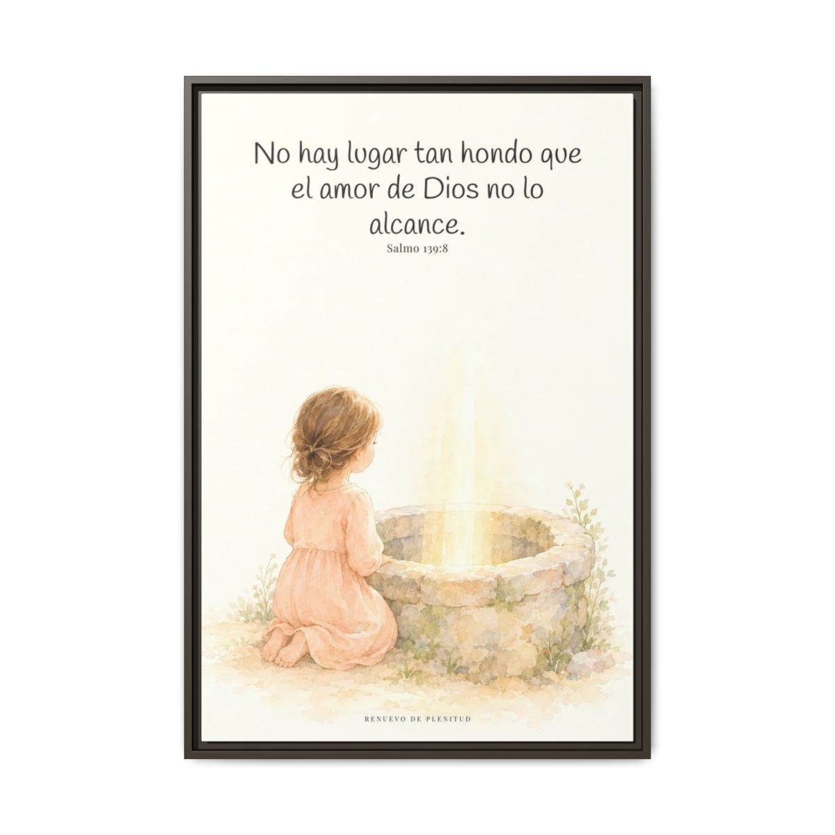 Su amor me alcanza donde yo no puedo | Cuadro de inspiración bíblica | Salmo 139:8 — 24×36 pulgadas, marco espresso, vista frontal