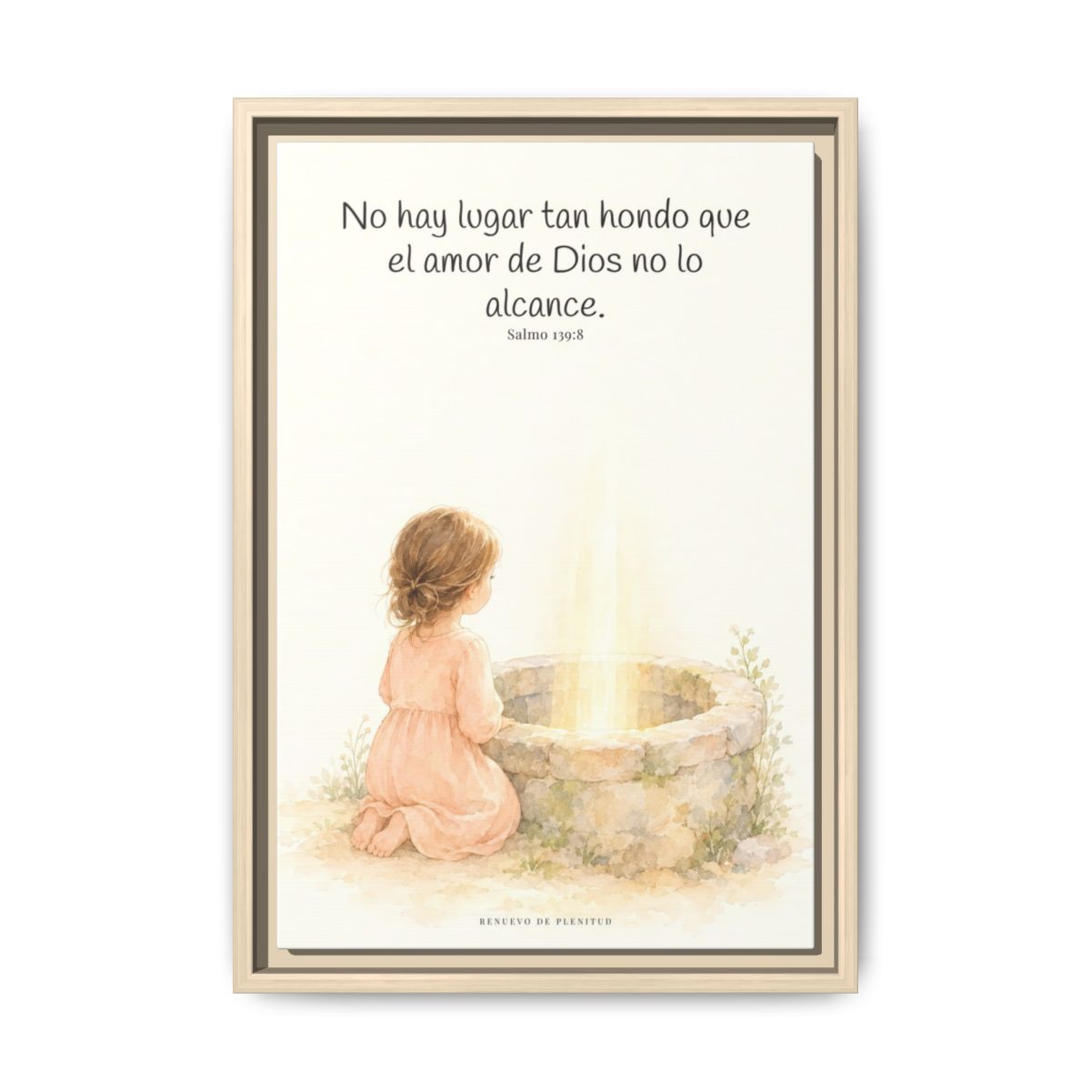 Su amor me alcanza donde yo no puedo | Cuadro de inspiración bíblica | Salmo 139:8 — 12×18 pulgadas, marco natural, vista frontal