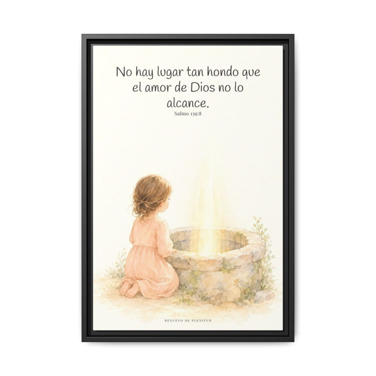 Su amor me alcanza donde yo no puedo | Cuadro de inspiración bíblica | Salmo 139:8 — 16×24 pulgadas, marco negro, vista frontal