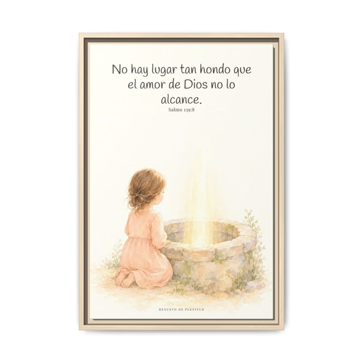 Su amor me alcanza donde yo no puedo | Cuadro de inspiración bíblica | Salmo 139:8 — 16×24 pulgadas, marco natural, vista frontal