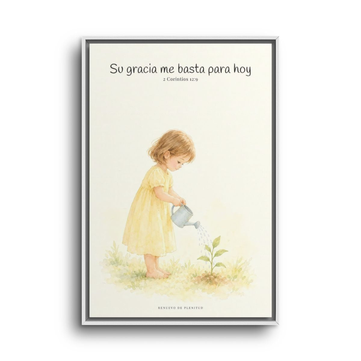Su gracia me basta para hoy | Decoración de fe para pared | 2 Corintios 12:9 — 24×36 pulgadas, marco blanco, vista frontal