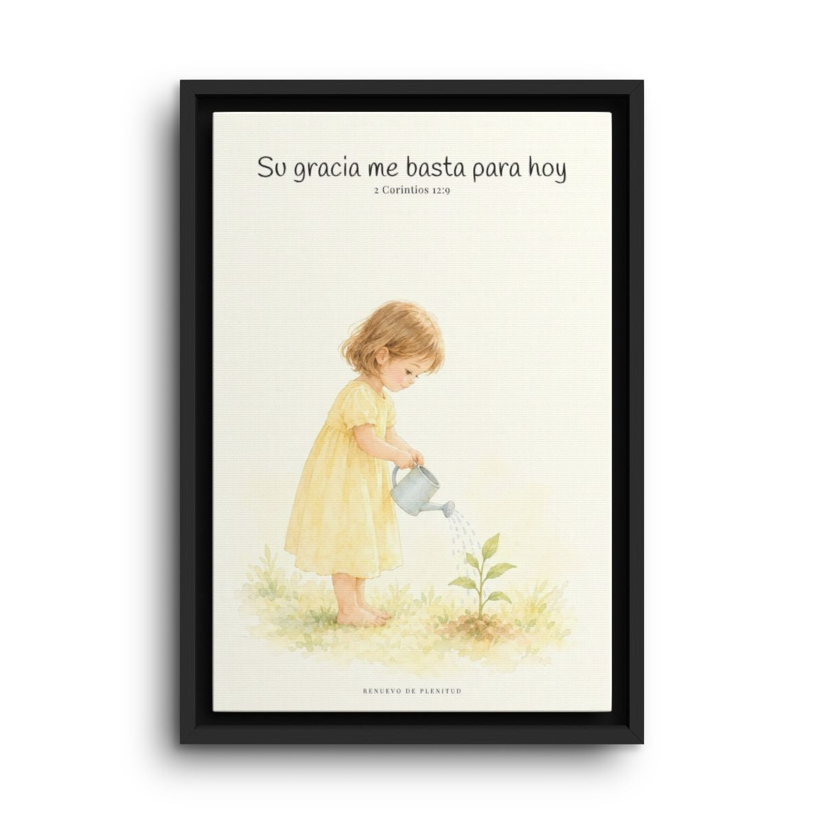 Su gracia me basta para hoy | Decoración de fe para pared | 2 Corintios 12:9 — 12×18 pulgadas, marco negro, vista frontal