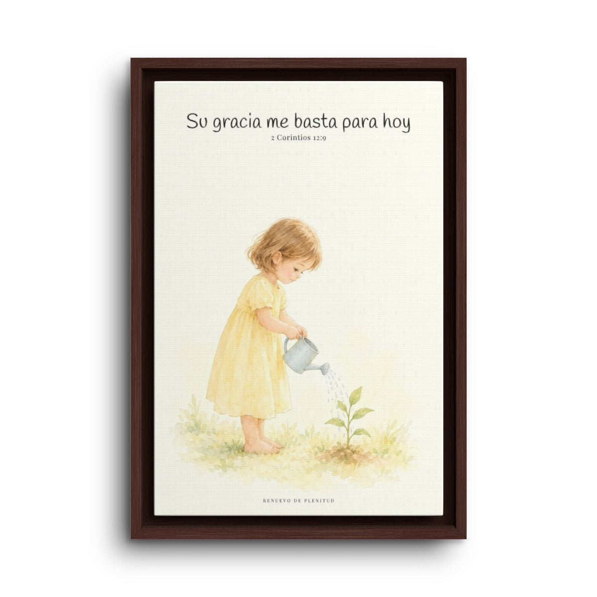 Su gracia me basta para hoy | Decoración de fe para pared | 2 Corintios 12:9 — 12×18 pulgadas, marco espresso, vista frontal