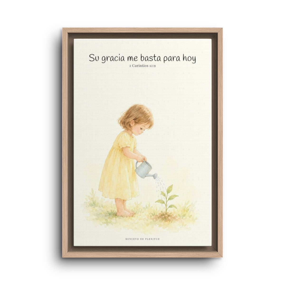 Su gracia me basta para hoy | Decoración de fe para pared | 2 Corintios 12:9 — 12×18 pulgadas, marco natural, vista frontal