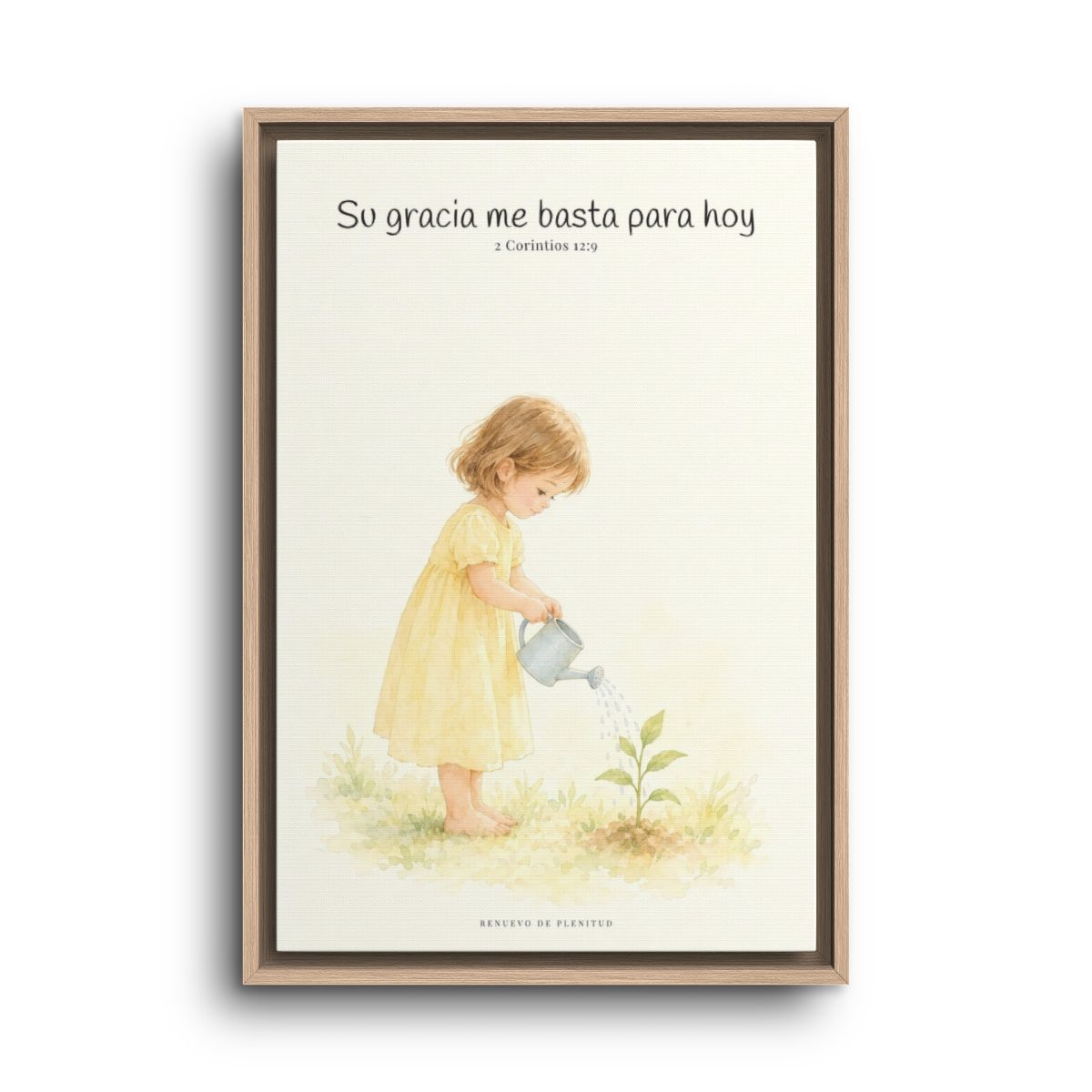 Su gracia me basta para hoy | Decoración de fe para pared | 2 Corintios 12:9 — 16×24 pulgadas, marco natural, vista frontal