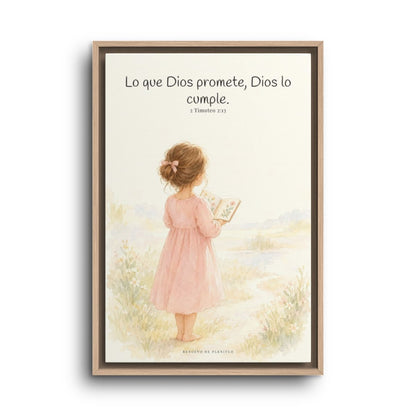 Su palabra no vuelve vacía | Arte de fe en lienzo | 2 Timoteo 2:13 — 16×24 pulgadas, marco natural, vista frontal