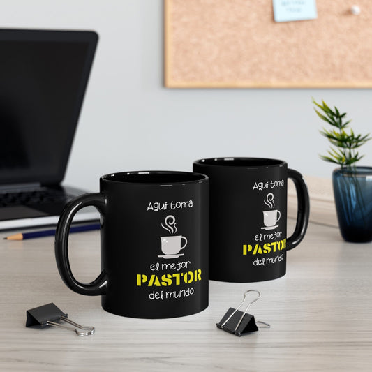 Taza de Café "El Mejor Pastor del Mundo" - Edición Negra (11oz) Mug Printify 