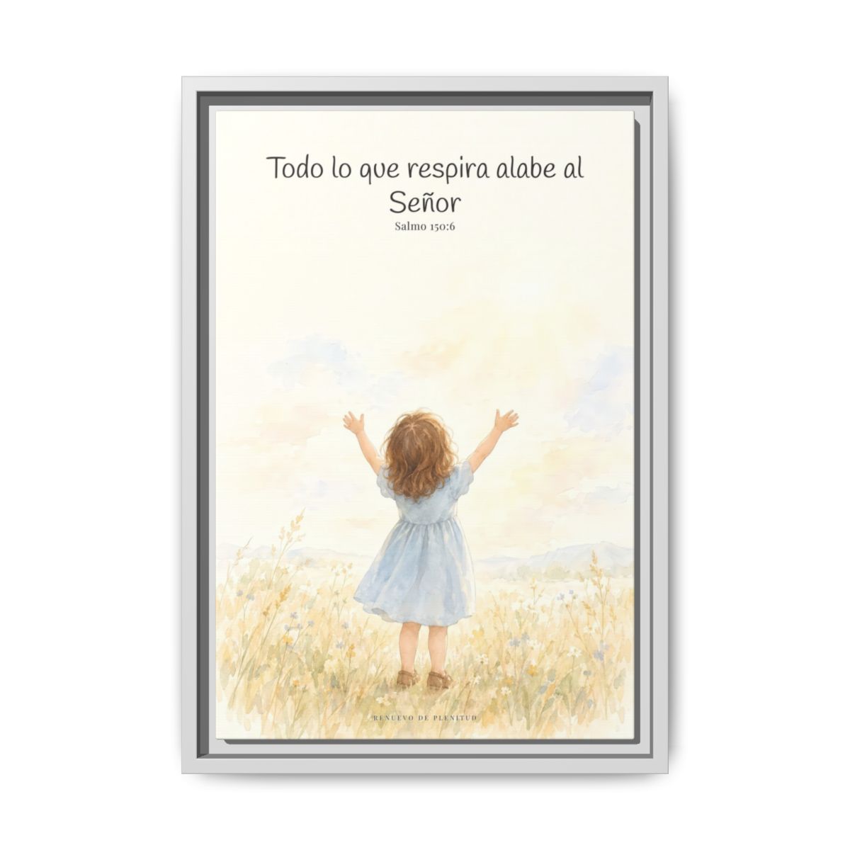Todo lo que respira alabe a Jehová — Lienzo Cristiano Enmarcado | Salmo 150:6 — 12×18 pulgadas, marco blanco, vista frontal