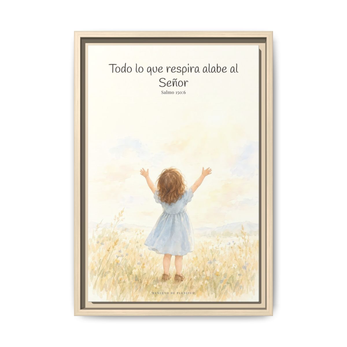 Todo lo que respira alabe a Jehová — Lienzo Cristiano Enmarcado | Salmo 150:6 — 12×18 pulgadas, marco natural, vista frontal
