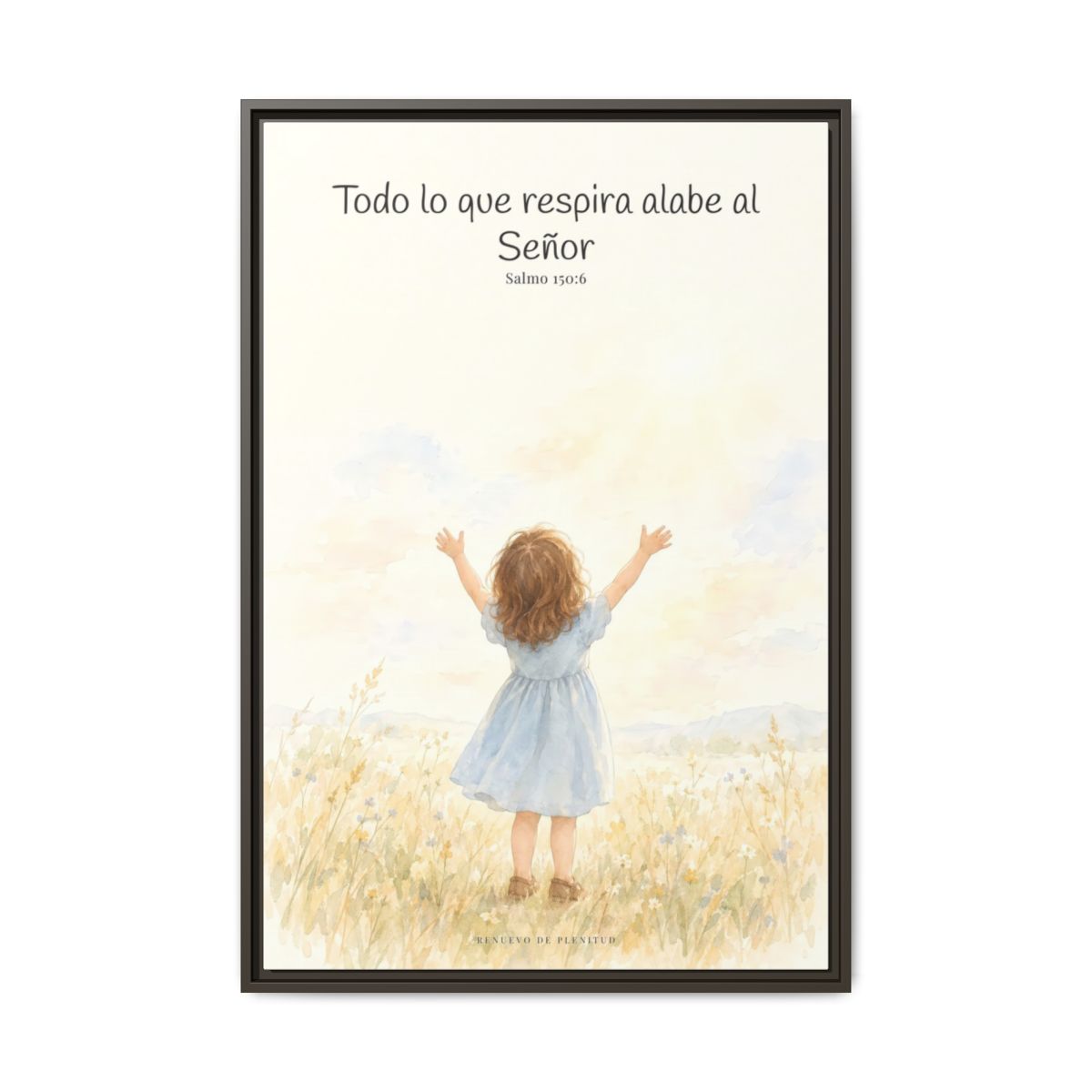 Todo lo que respira alabe a Jehová — Lienzo Cristiano Enmarcado | Salmo 150:6 — 24×36 pulgadas, marco espresso, vista frontal