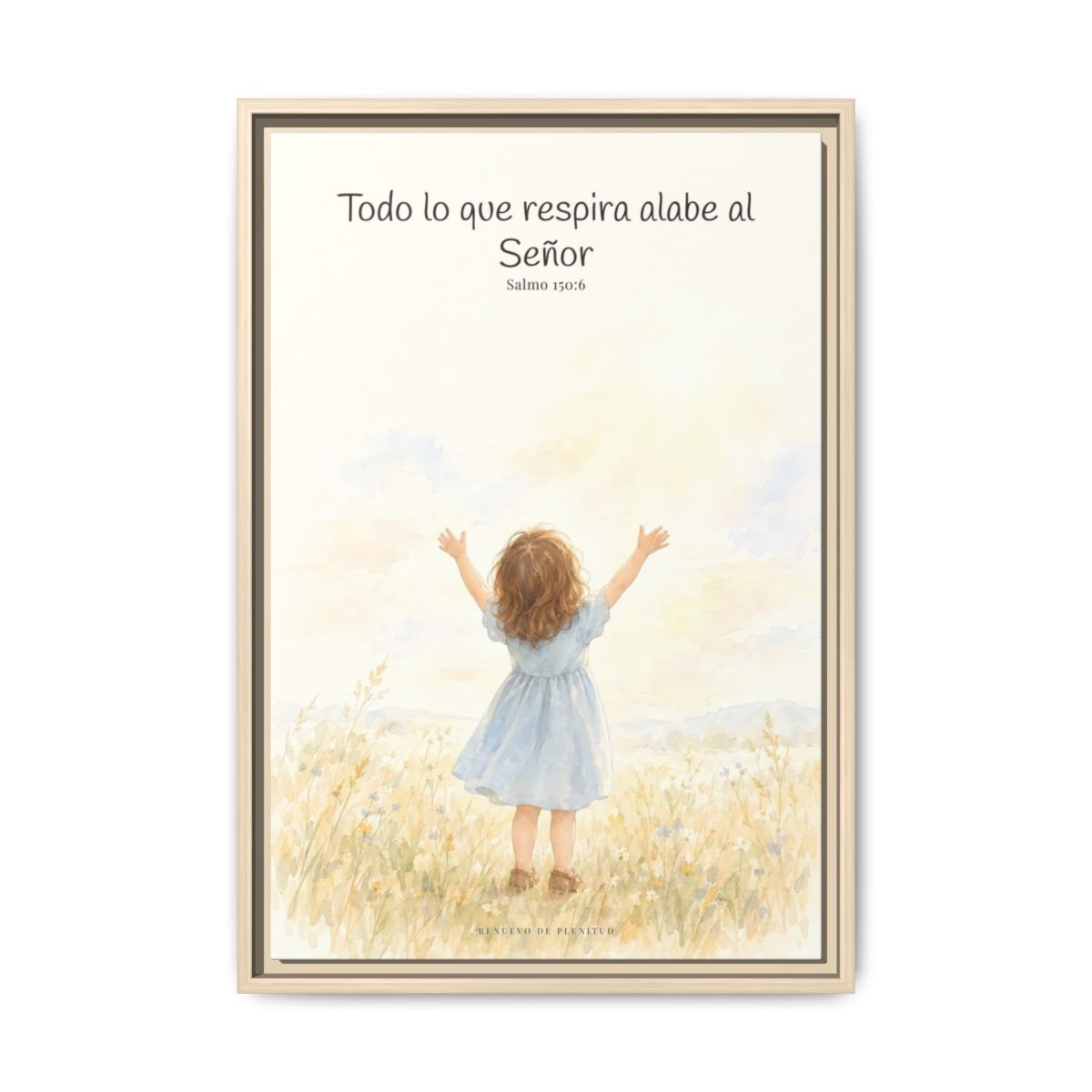 Todo lo que respira alabe a Jehová — Lienzo Cristiano Enmarcado | Salmo 150:6 — 16×24 pulgadas, marco natural, vista frontal