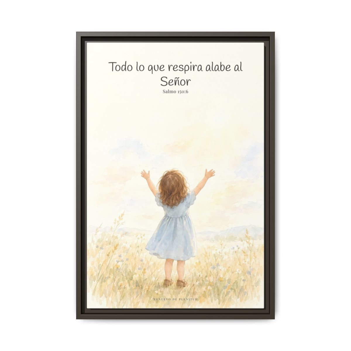 Todo lo que respira alabe a Jehová — Lienzo Cristiano Enmarcado | Salmo 150:6 — 16×24 pulgadas, marco espresso, vista frontal