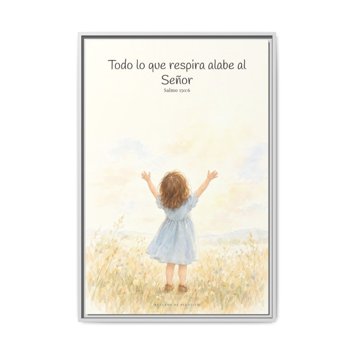 Todo lo que respira alabe a Jehová — Lienzo Cristiano Enmarcado | Salmo 150:6 — 24×36 pulgadas, marco blanco, vista frontal