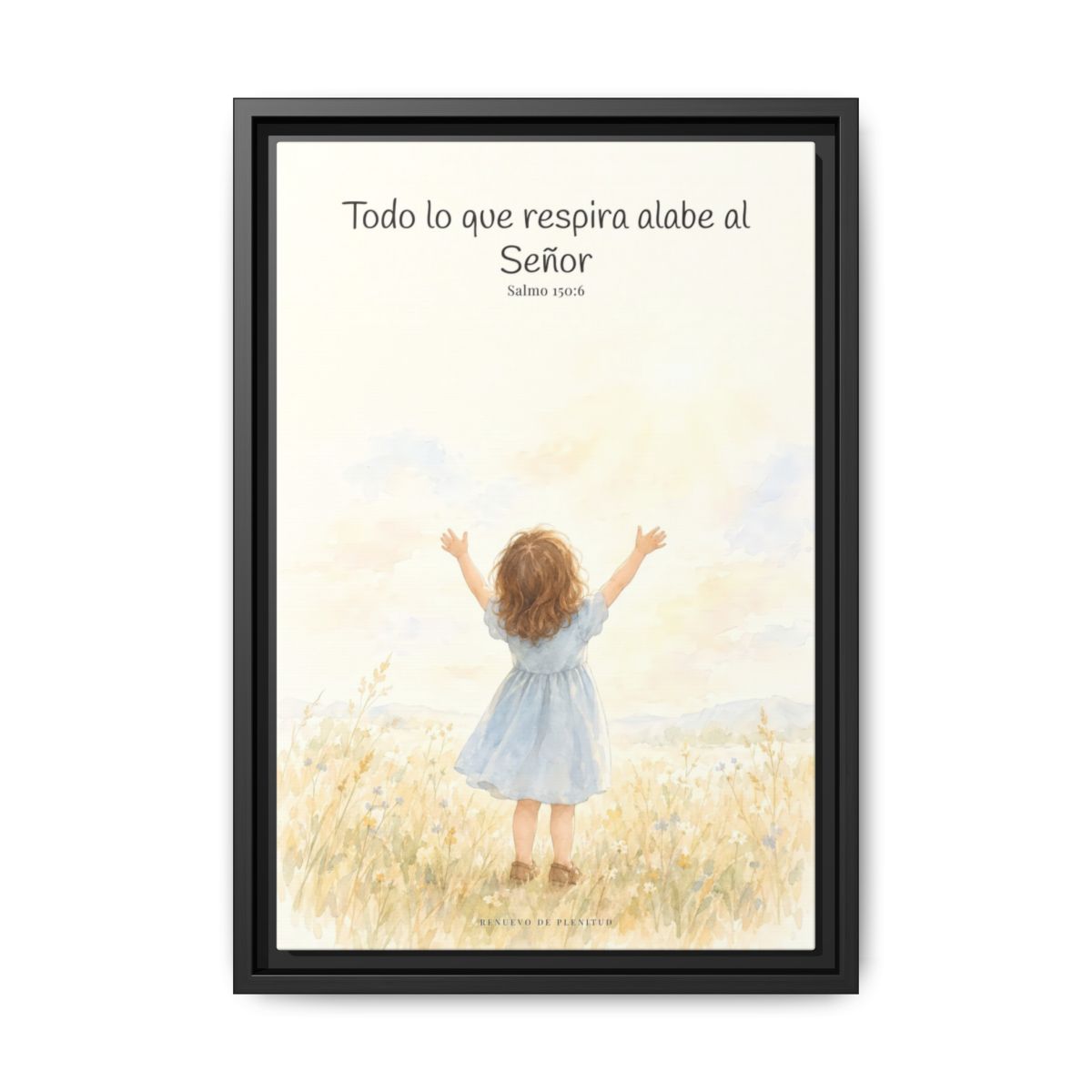 Todo lo que respira alabe a Jehová — Lienzo Cristiano Enmarcado | Salmo 150:6 — 12×18 pulgadas, marco negro, vista frontal