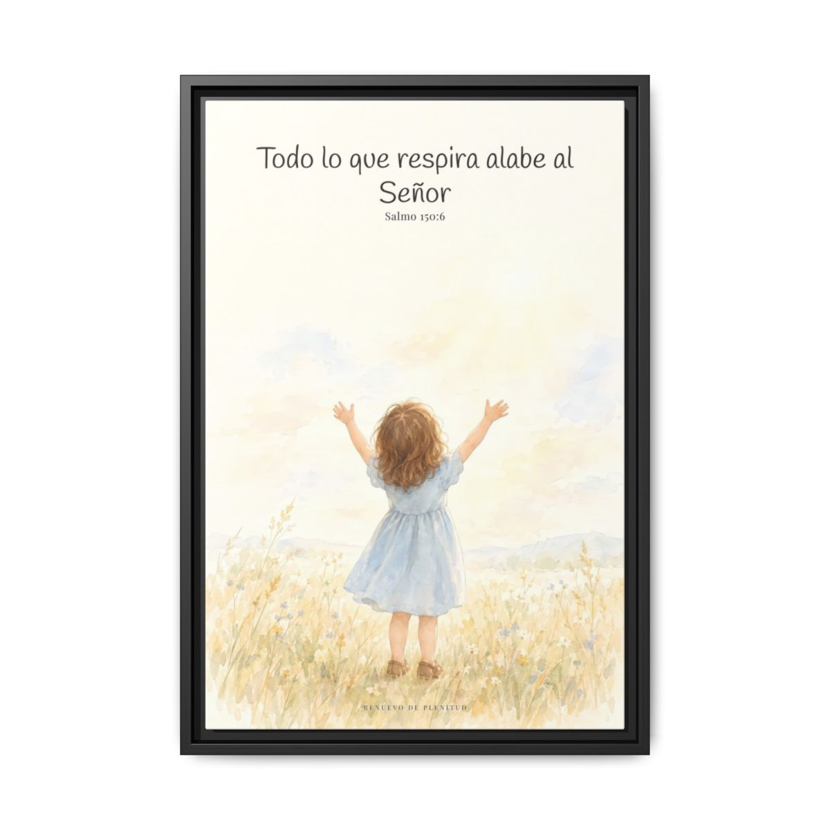 Todo lo que respira alabe a Jehová — Lienzo Cristiano Enmarcado | Salmo 150:6 — 16×24 pulgadas, marco negro, vista frontal