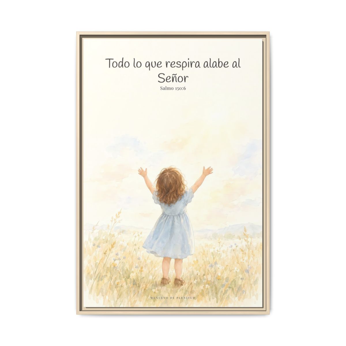 Todo lo que respira alabe a Jehová — Lienzo Cristiano Enmarcado | Salmo 150:6 — 24×36 pulgadas, marco natural, vista frontal