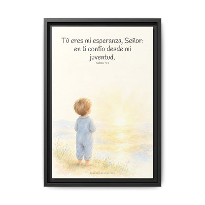 Tú eres mi esperanza, Señor — Lienzo Cristiano Enmarcado | Salmo 71:5 — 12×18 pulgadas, marco negro, vista frontal