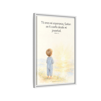 Tú eres mi esperanza, Señor — Lienzo Cristiano Enmarcado | Salmo 71:5 — 16×24 pulgadas, marco blanco, vista lateral del marco flotante