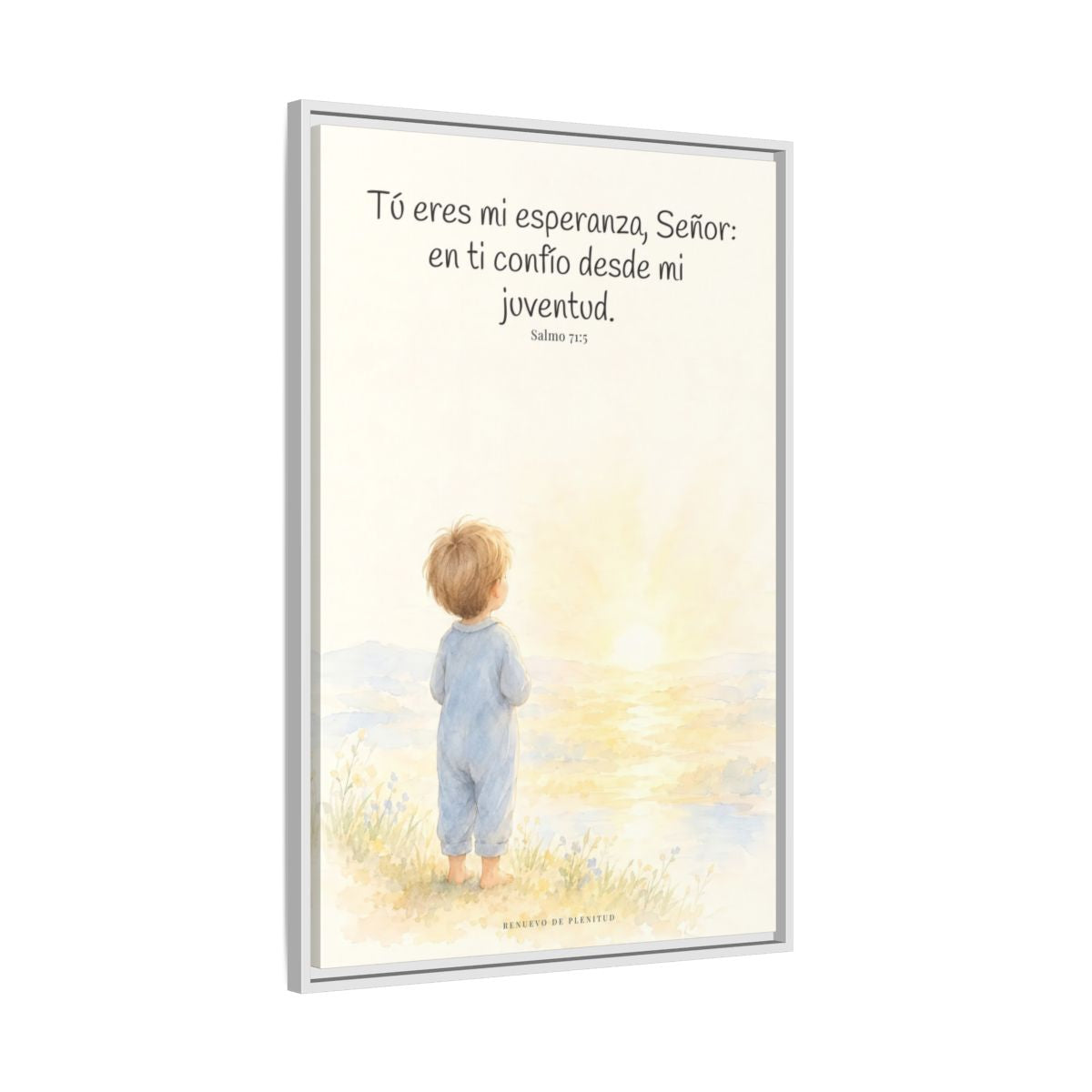 Tú eres mi esperanza, Señor — Lienzo Cristiano Enmarcado | Salmo 71:5 — 24×36 pulgadas, marco blanco, vista lateral del marco flotante