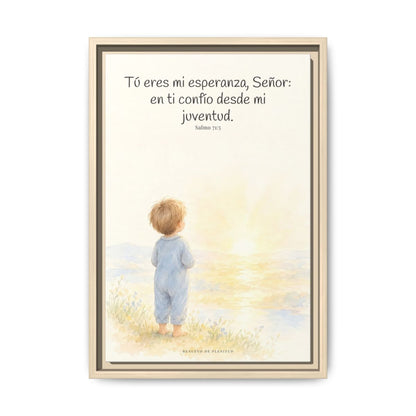 Tú eres mi esperanza, Señor — Lienzo Cristiano Enmarcado | Salmo 71:5 — 12×18 pulgadas, marco natural, vista frontal