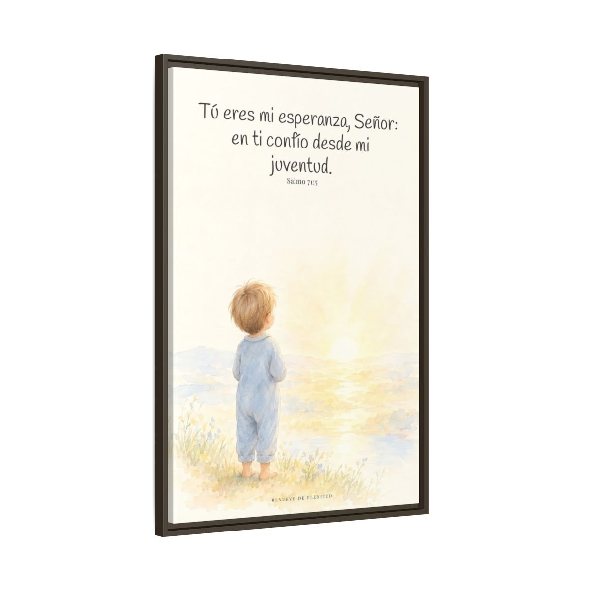 Tú eres mi esperanza, Señor — Lienzo Cristiano Enmarcado | Salmo 71:5 — 24×36 pulgadas, marco espresso, vista lateral del marco flotante