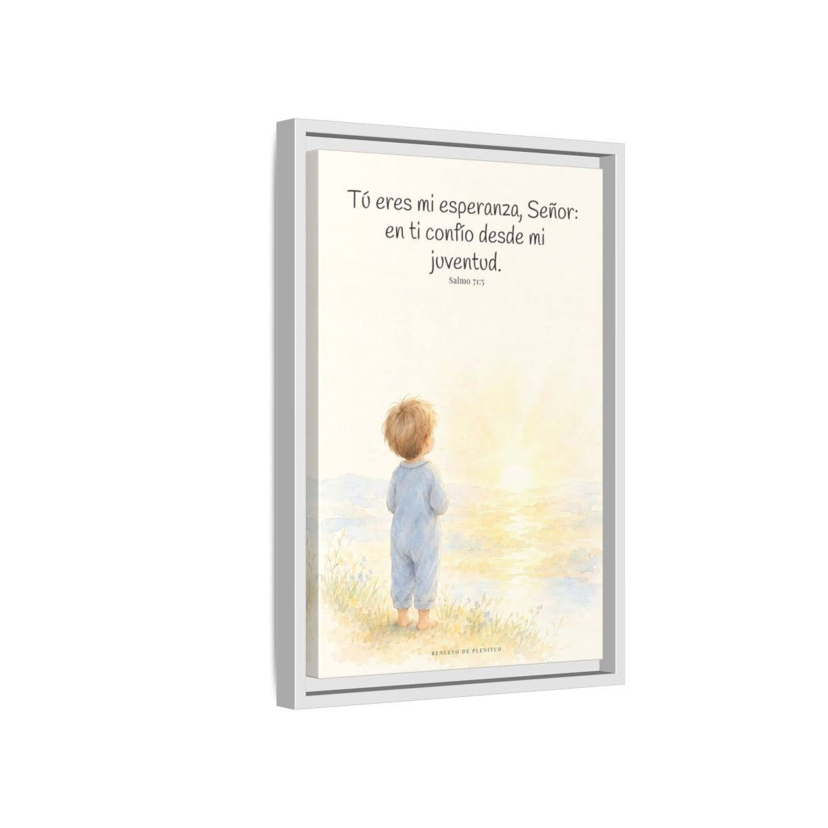 Tú eres mi esperanza, Señor — Lienzo Cristiano Enmarcado | Salmo 71:5 — 12×18 pulgadas, marco blanco, vista lateral del marco flotante