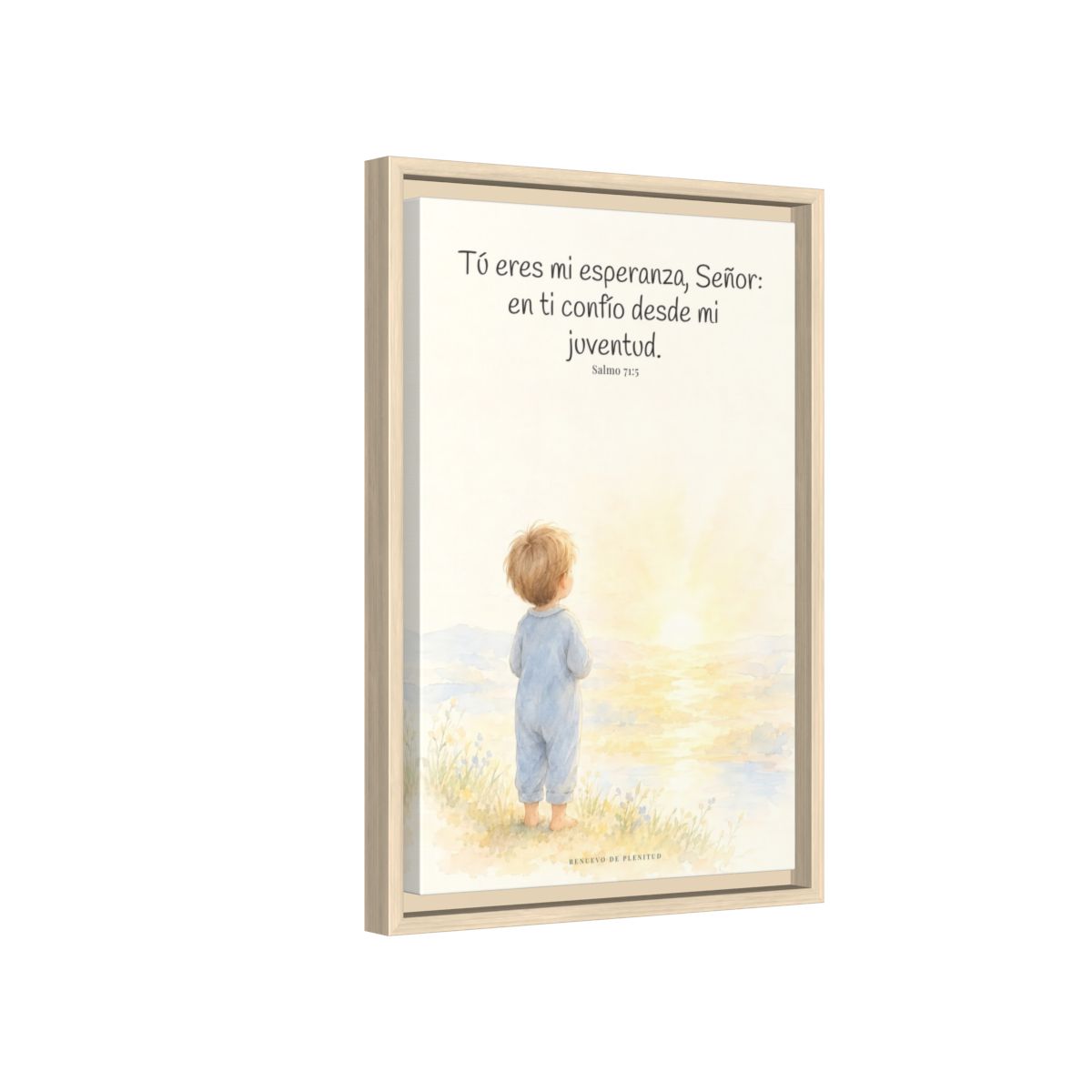 Tú eres mi esperanza, Señor — Lienzo Cristiano Enmarcado | Salmo 71:5 — 12×18 pulgadas, marco natural, vista lateral del marco flotante