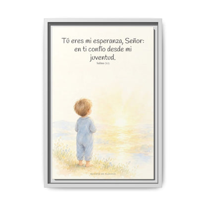 Tú eres mi esperanza, Señor — Lienzo Cristiano Enmarcado | Salmo 71:5 — 12×18 pulgadas, marco blanco, vista frontal