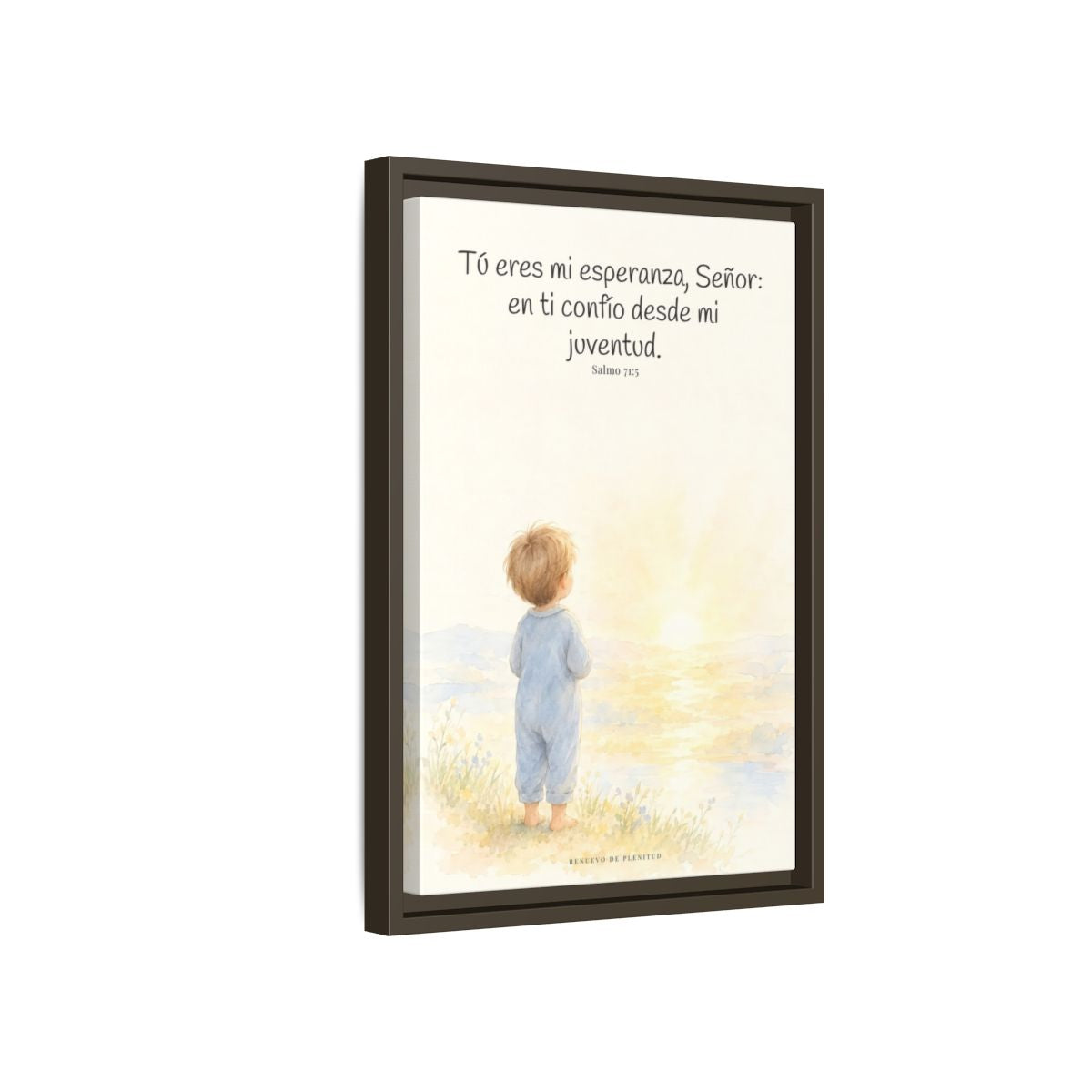 Tú eres mi esperanza, Señor — Lienzo Cristiano Enmarcado | Salmo 71:5 — 12×18 pulgadas, marco espresso, vista lateral del marco flotante