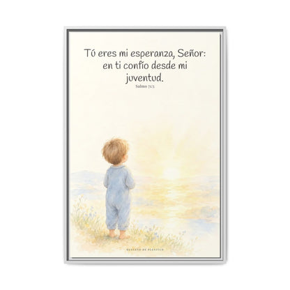 Tú eres mi esperanza, Señor — Lienzo Cristiano Enmarcado | Salmo 71:5 — 24×36 pulgadas, marco blanco, vista frontal