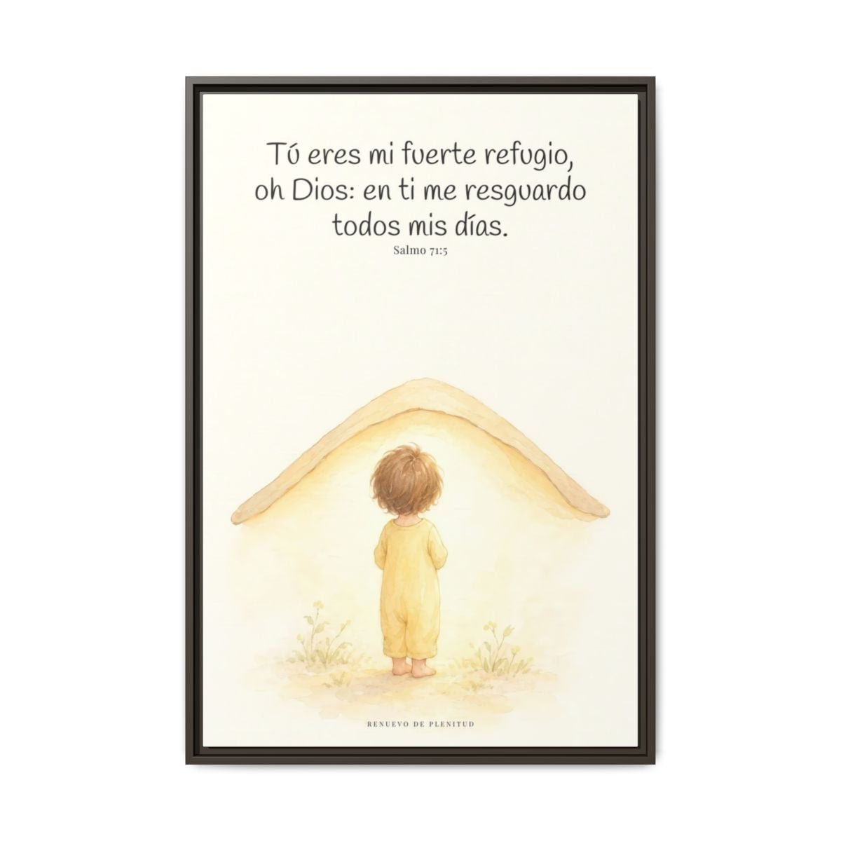 Tú eres mi fuerte refugio, oh Dios — Lienzo Cristiano Enmarcado | Salmo 71:5 — 24×36 pulgadas, marco espresso, vista frontal