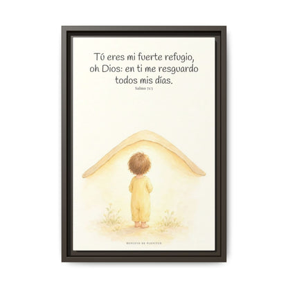Tú eres mi fuerte refugio, oh Dios — Lienzo Cristiano Enmarcado | Salmo 71:5 — 12×18 pulgadas, marco espresso, vista frontal