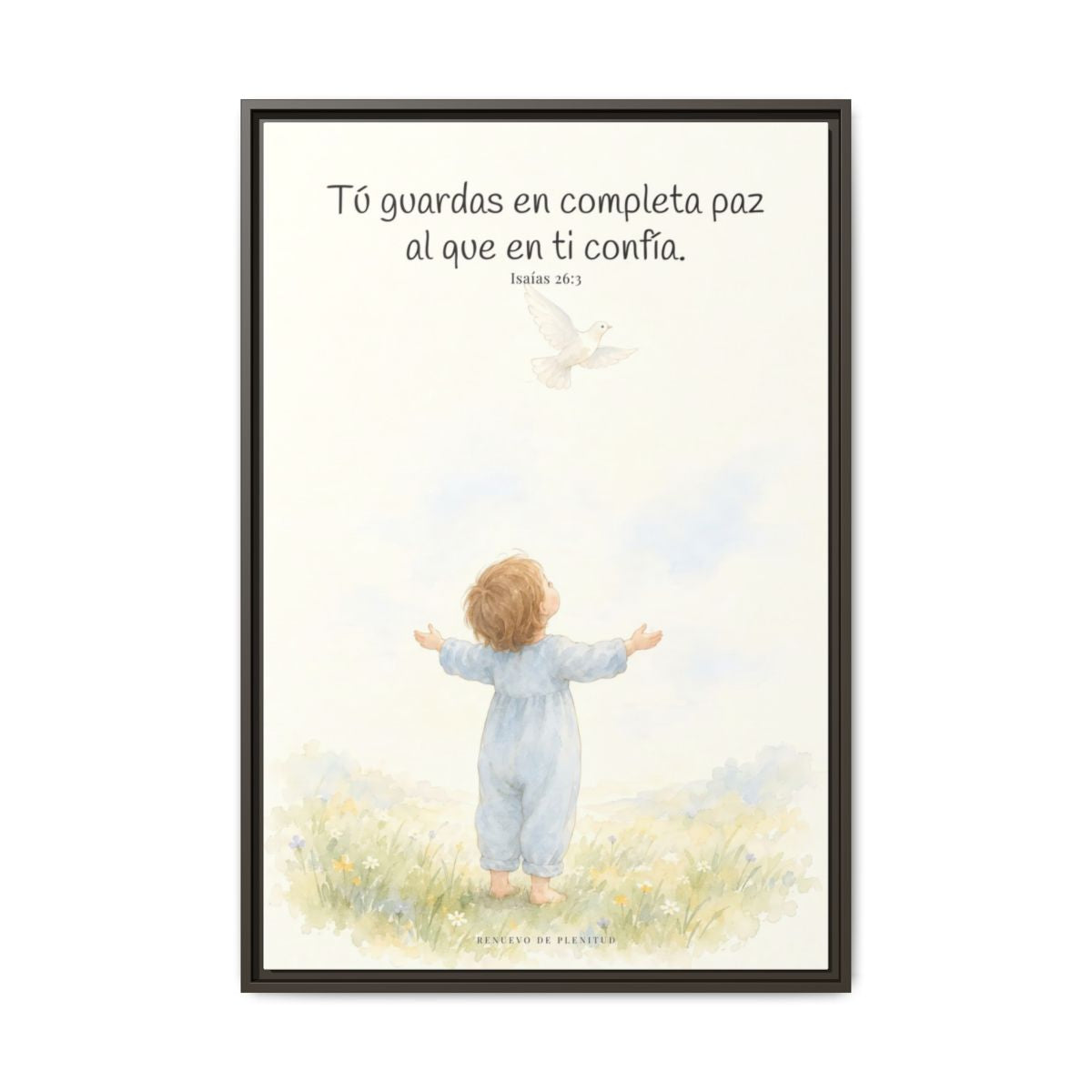 Tú guardas en paz al que confía en ti — Lienzo Cristiano Enmarcado | Isaías 26:3 — 24×36 pulgadas, marco espresso, vista frontal