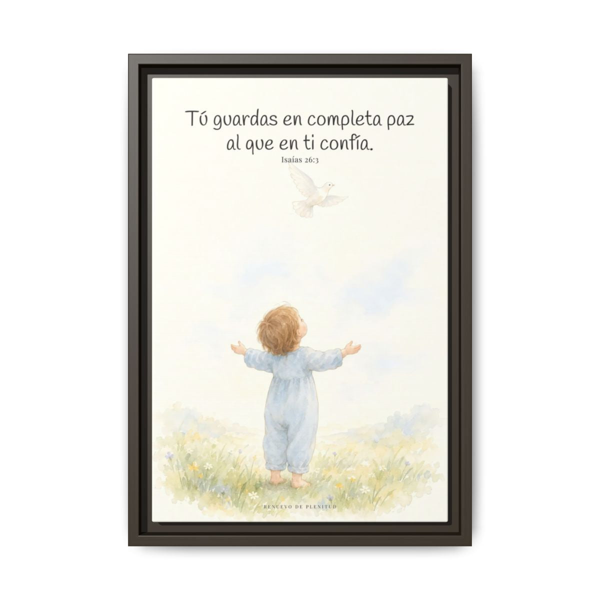Tú guardas en paz al que confía en ti — Lienzo Cristiano Enmarcado | Isaías 26:3 — 12×18 pulgadas, marco espresso, vista frontal