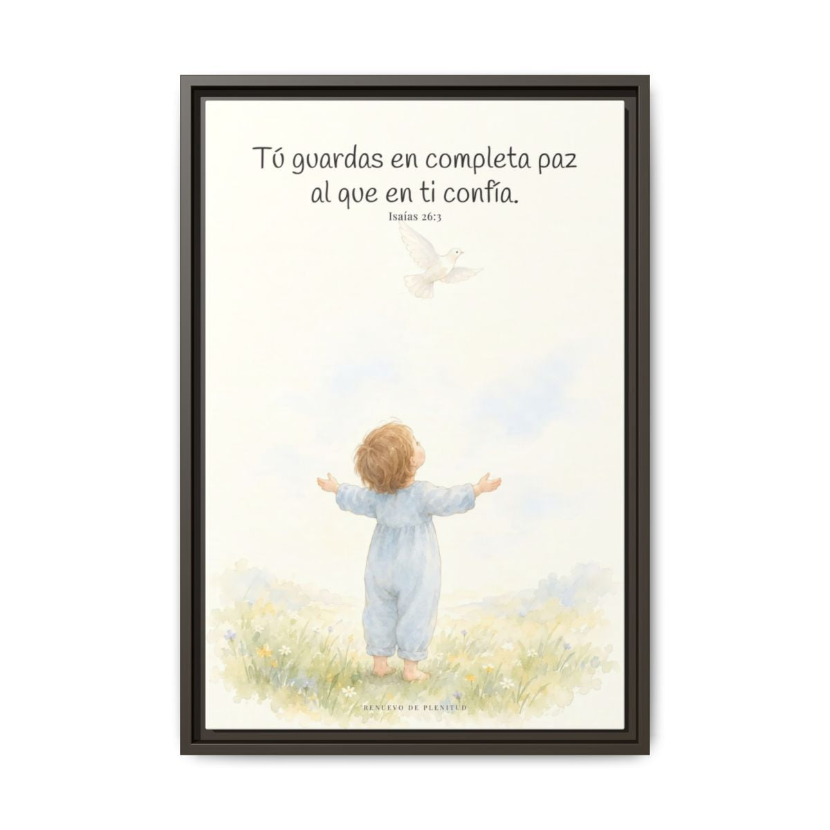 Tú guardas en paz al que confía en ti — Lienzo Cristiano Enmarcado | Isaías 26:3 — 16×24 pulgadas, marco espresso, vista frontal